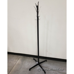 Black Coat Rack Tree w/ Chrome Hooks